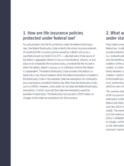Life Insurance Creditor Protection