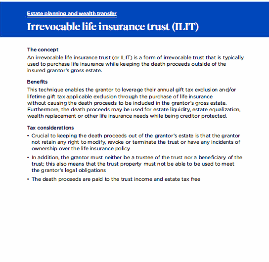 Irrevocable Life Insurance Trust (ILIT) Basics